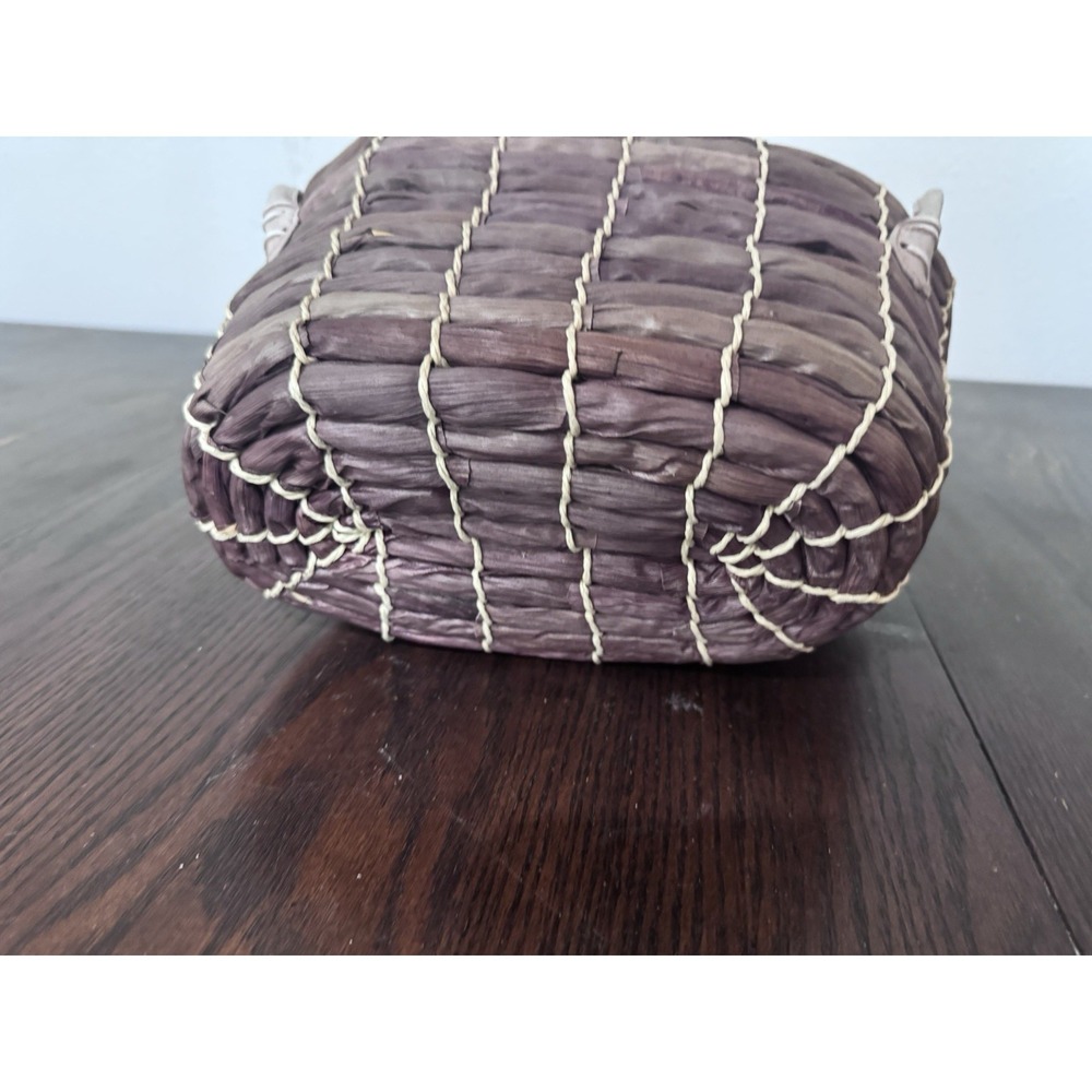 Small Wicker Basket with Fabric Liner & Handles Decorative Storage Basket Brown - Picture 4 of 7